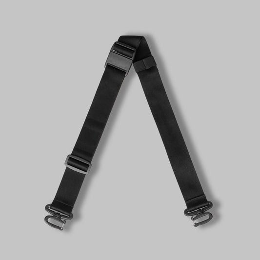 Detachable sling strap with swivel hooks and a magnetic buckle on a gray background.