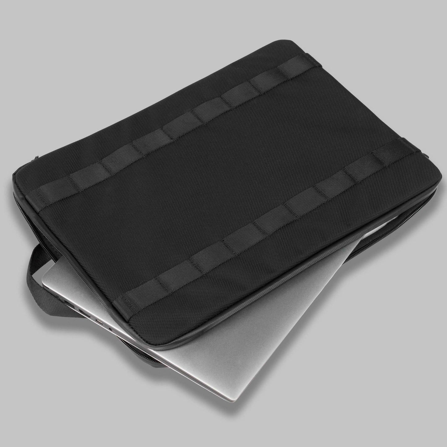 Rework Gear Laptop Case unzipped with a laptop.